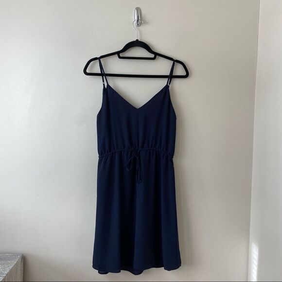 Aritiza-Babaton “Casimir” Navy Wrap Back Tie Mini Dress - Picture 2 of 11